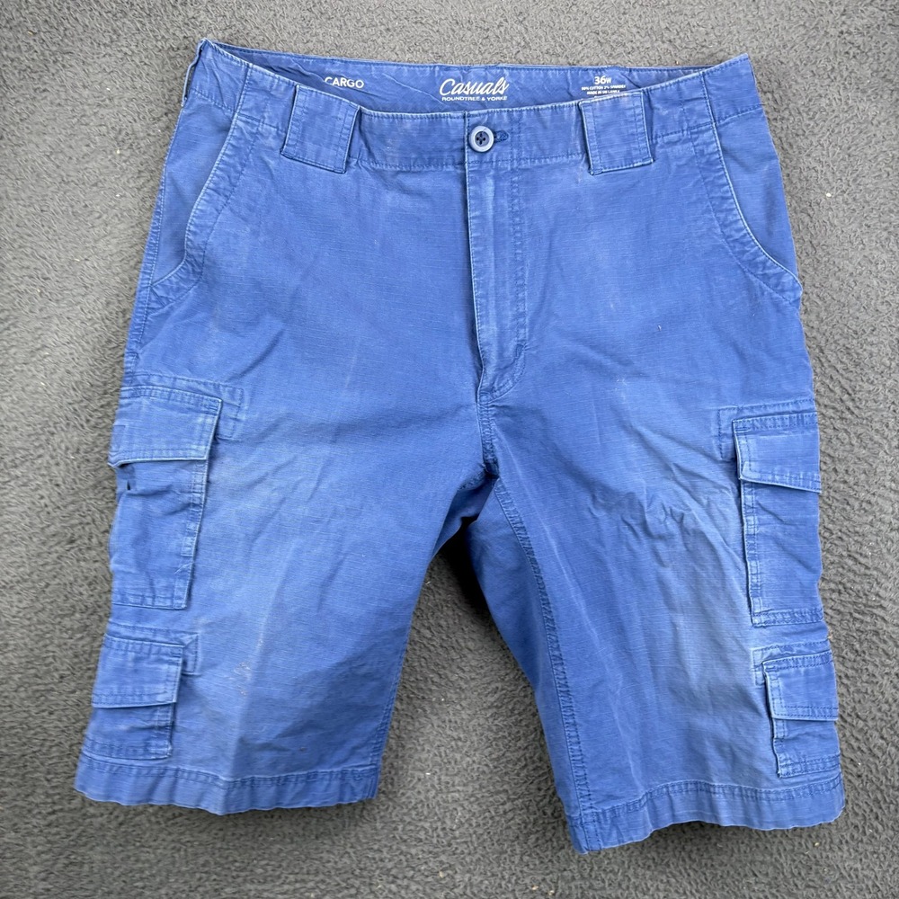 Roundtree & Yorke Casuals Mens 36 Blue Ripstop Cargo Shorts Utility Stretch